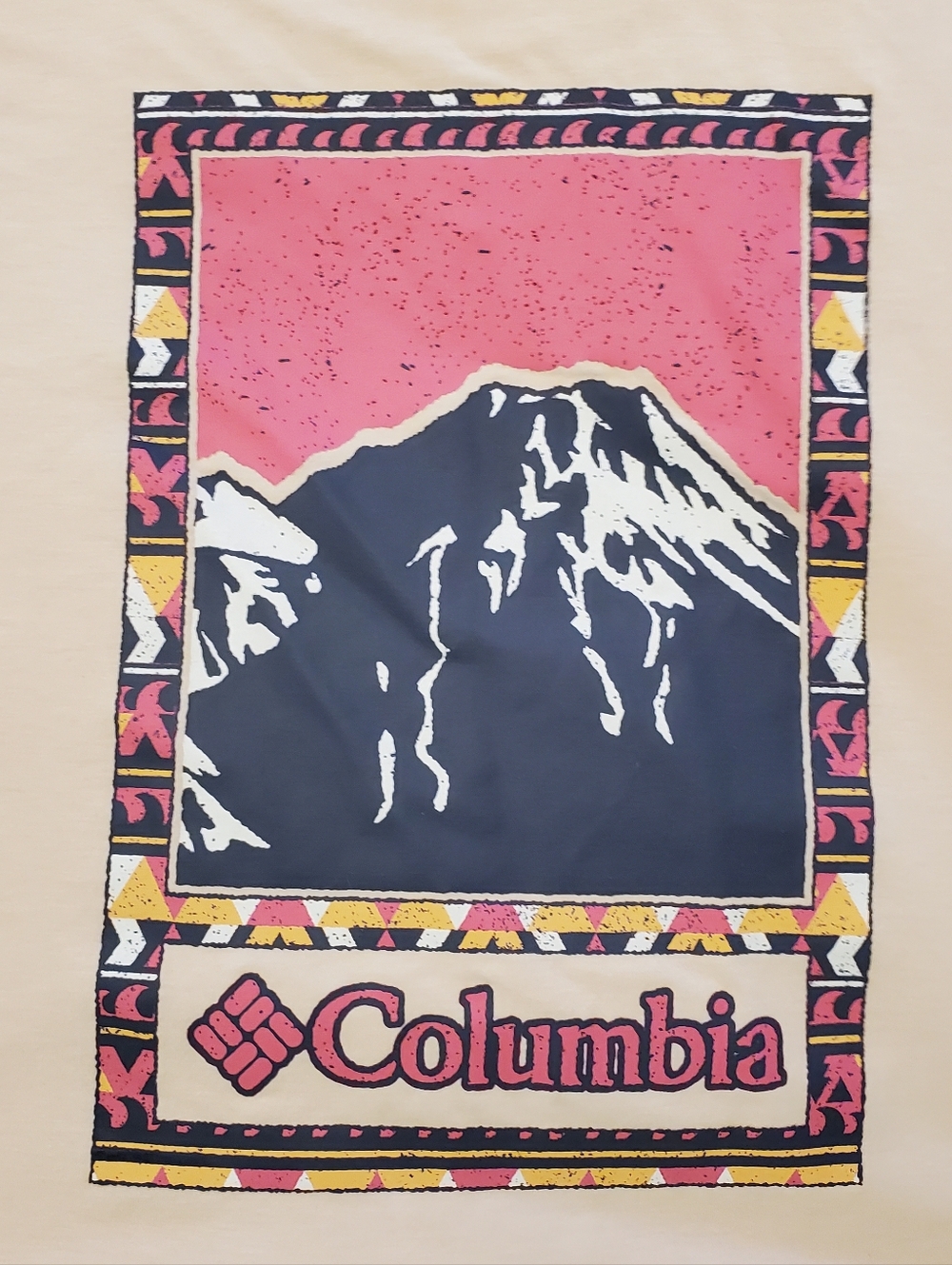 Women's Columbia Tee Shirt Pink and Navy L